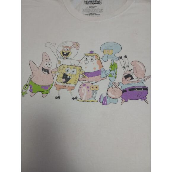 Mens Sponge Bob white T shirt size L preowned - Picture 3 of 11